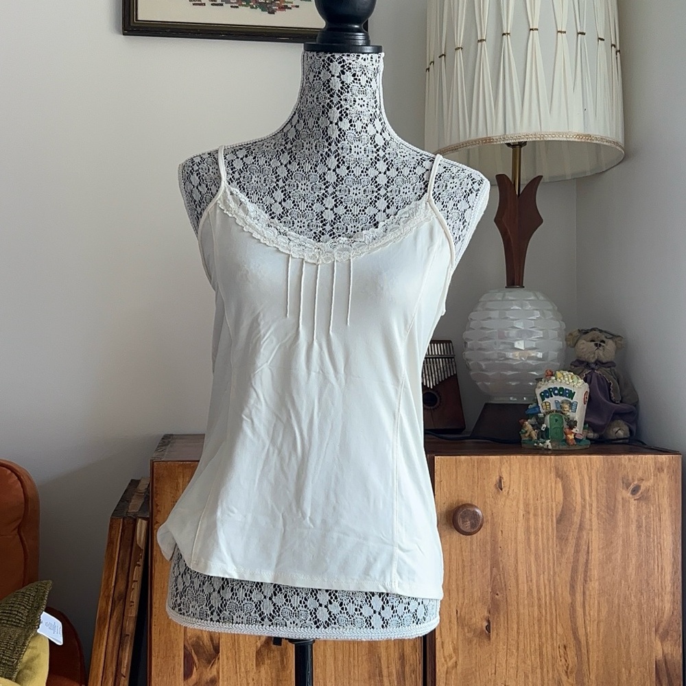 Ivory Lace-Trim Camisole Top